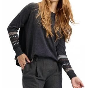 NEW ZAKET & PLOVER patterned back sweater in charcoal